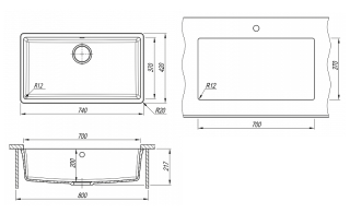 Кухонная мойка Florentina Вега 700 бежевый